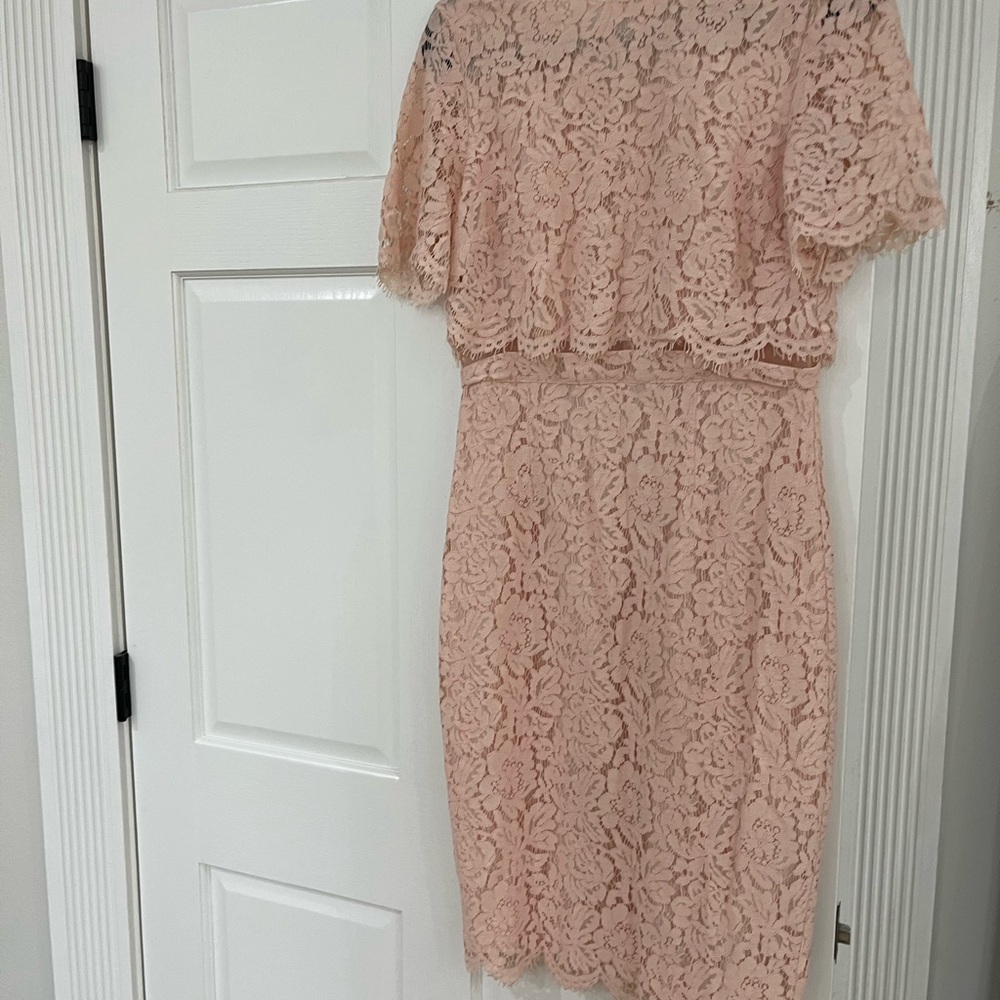 ASOS Lace Midi Dress in Soft Pink